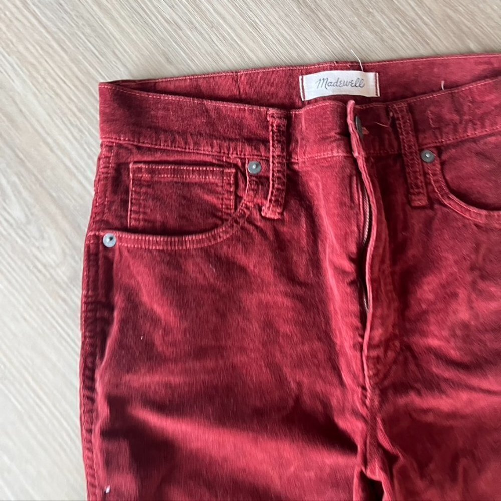 ** Madewell Red Burgundy Velvet 10” High Rise Skinny Ankle Jeans Velour 27 - Picture 5 of 9